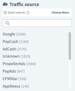 Traffic Source Filter