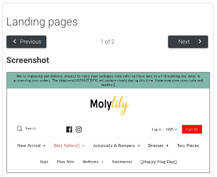 Landing Pages Screenshots