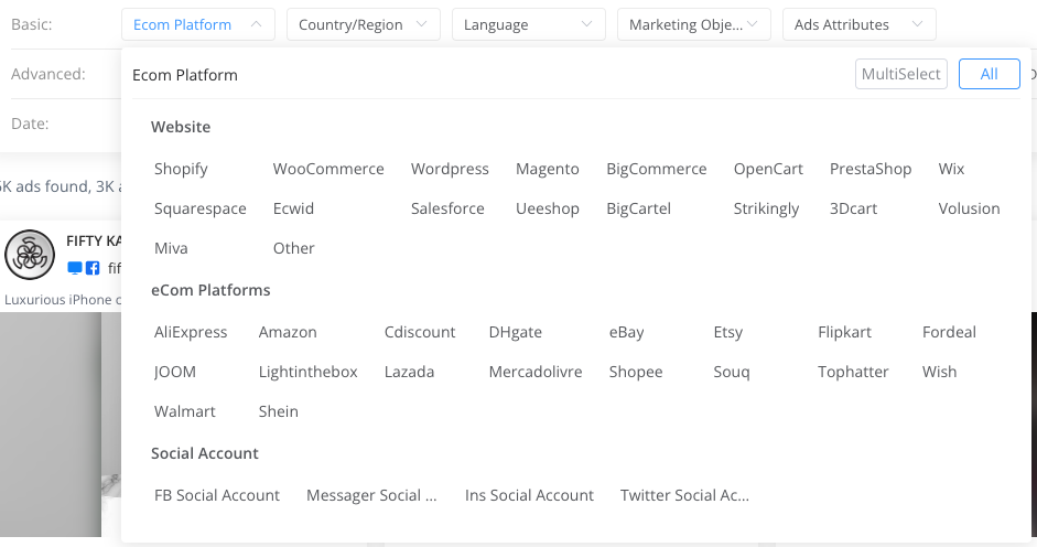 Ecom Platform Filter