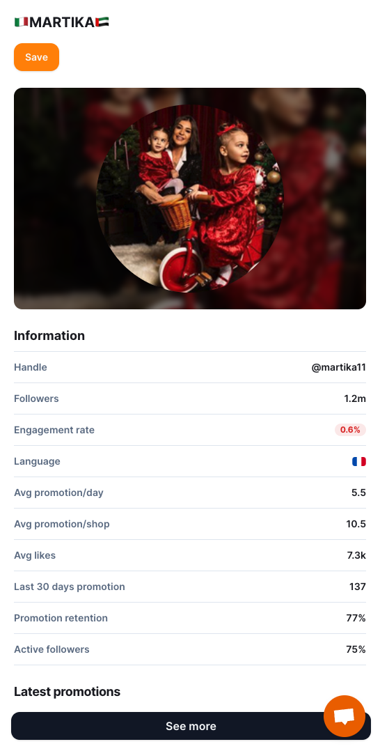 Influencer Quick View